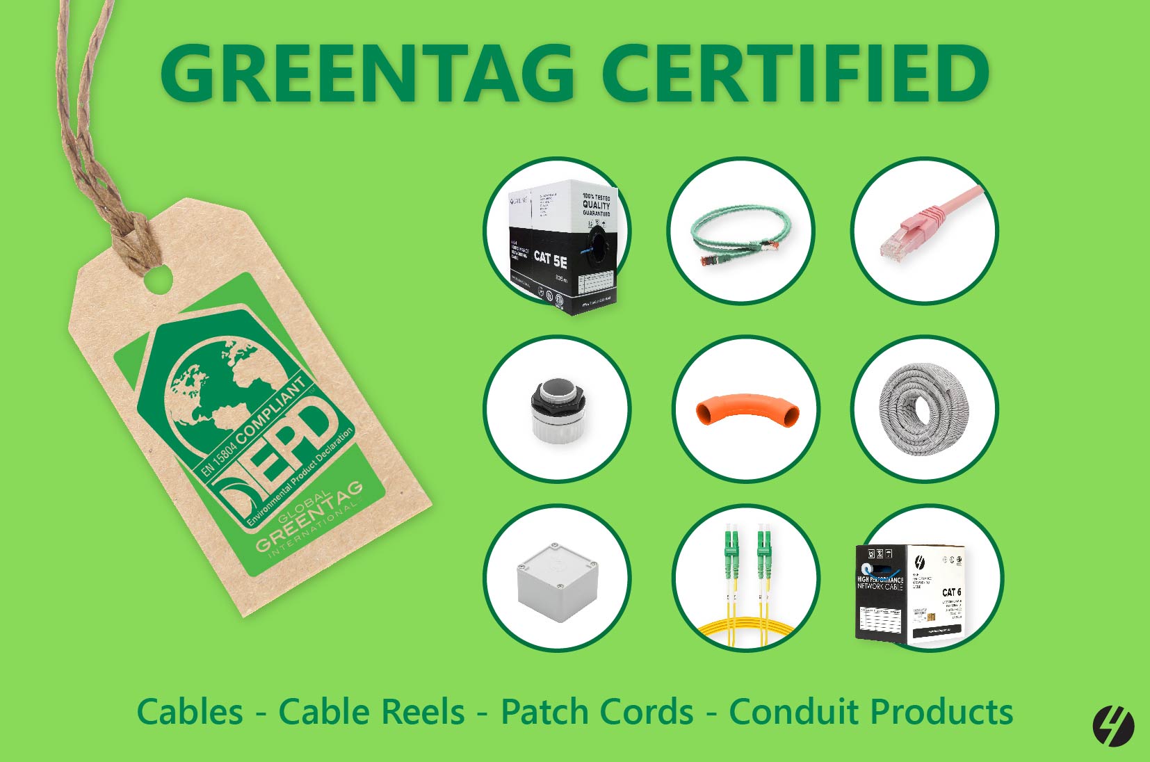 4Cabling receives certification from Global GreenTag